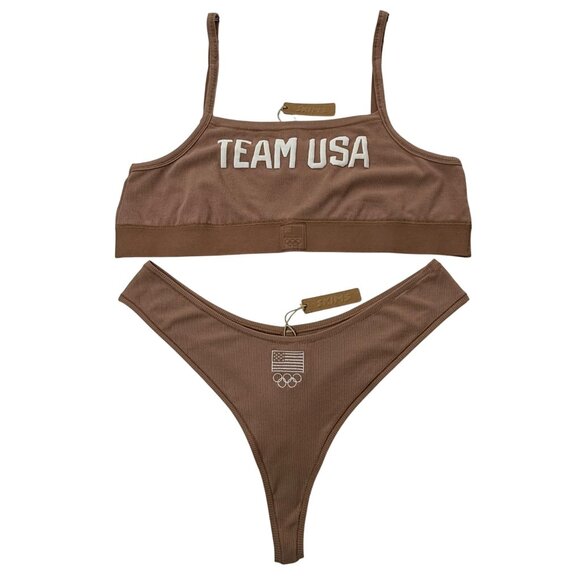 SKIMS Soft Lounge Bralette + Thong Set Team USA Sienna 4X - Picture 1 of 14